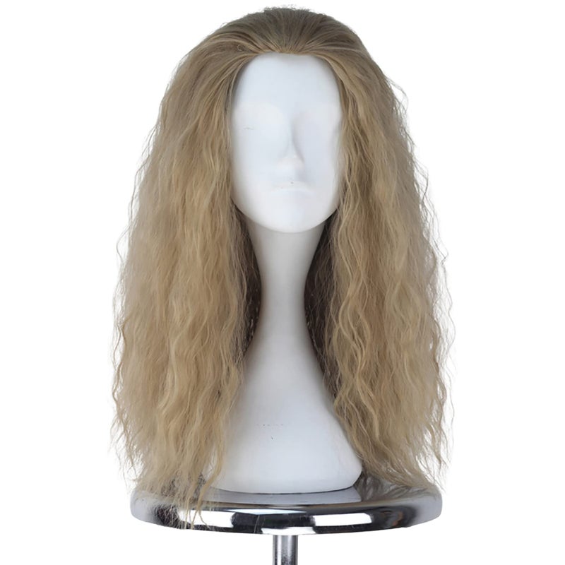 iCos Yan Dream Long Curly Fluffy Dirty Blonde Human Hair Wig Witch Hair Wig Halloween Costume Movie Cosplay Punk Wig Adult Men Women Wig - Image 1